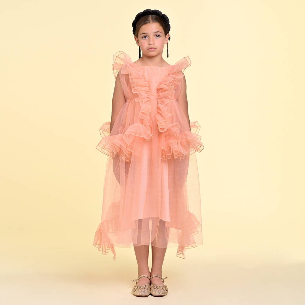 RaspberryPlum-Girls Peach Tulle Party Dress | Childrensalon Outlet