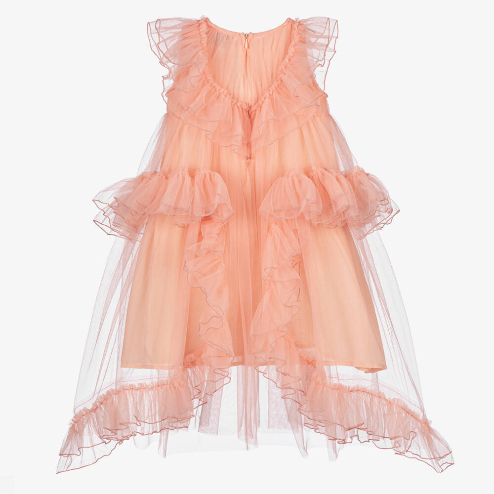 RaspberryPlum-Girls Peach Tulle Party Dress | Childrensalon Outlet