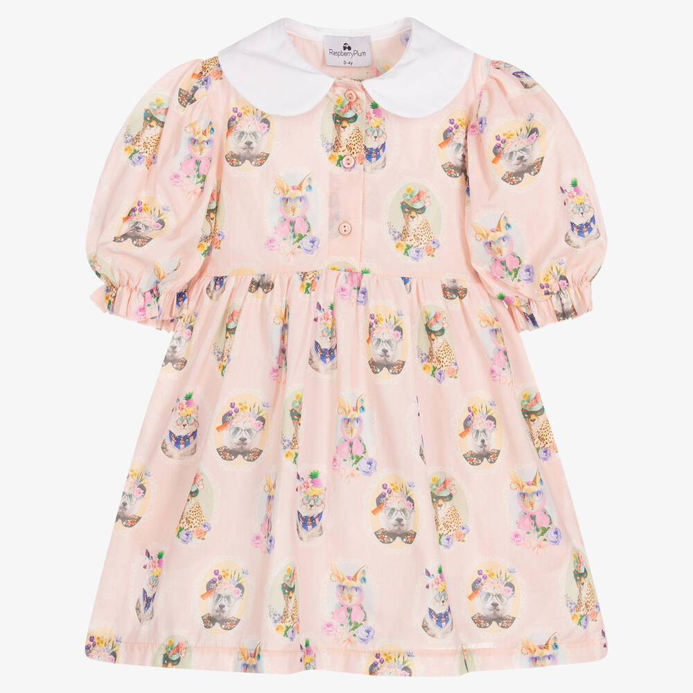 RaspberryPlum - Girls Pink Animal Print Cotton Dress  | Childrensalon