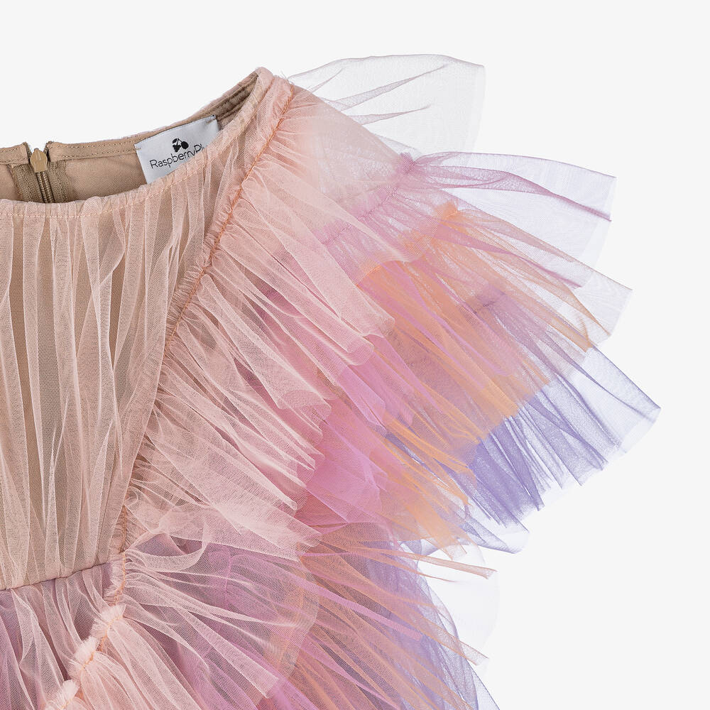 RaspberryPlum-Girls Pink Asymmetric Tulle Dress | Childrensalon Outlet