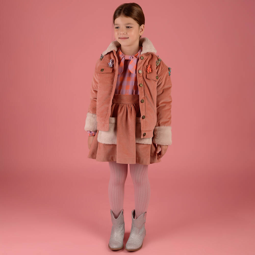 راسبيري بلام -جاكيت بطبعة بير قطن كوردروي لون زهري للبنات | Childrensalon Outlet