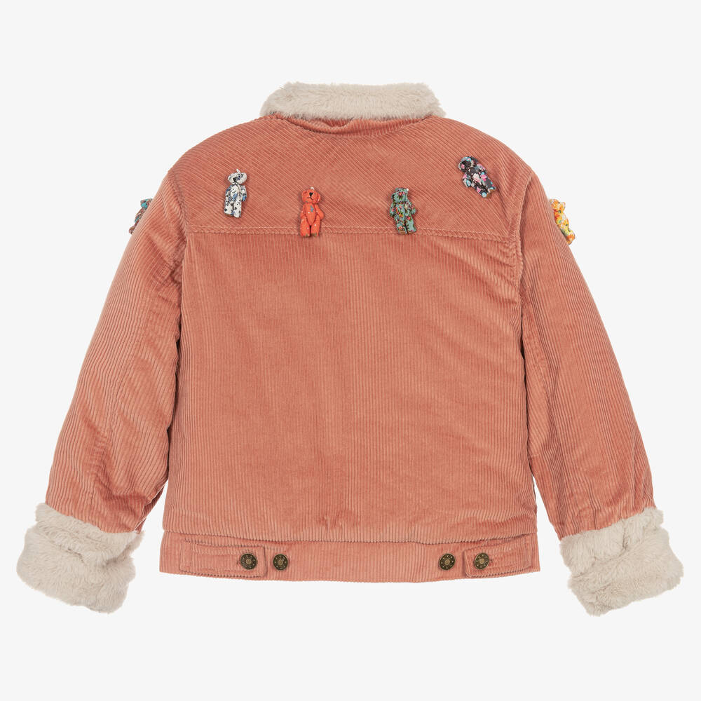 راسبيري بلام -جاكيت بطبعة بير قطن كوردروي لون زهري للبنات | Childrensalon Outlet