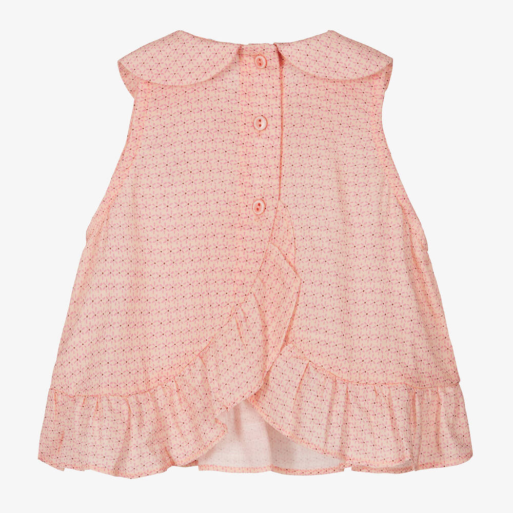 RaspberryPlum-بلوز مزيج قطن وفيسكوز مطرز لون زهري | Childrensalon Outlet