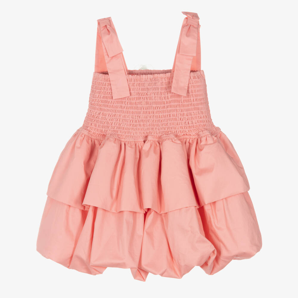 RaspberryPlum-Girls Pink Cotton Puffball Dress with 3D Flowers | Childrensalon Outlet