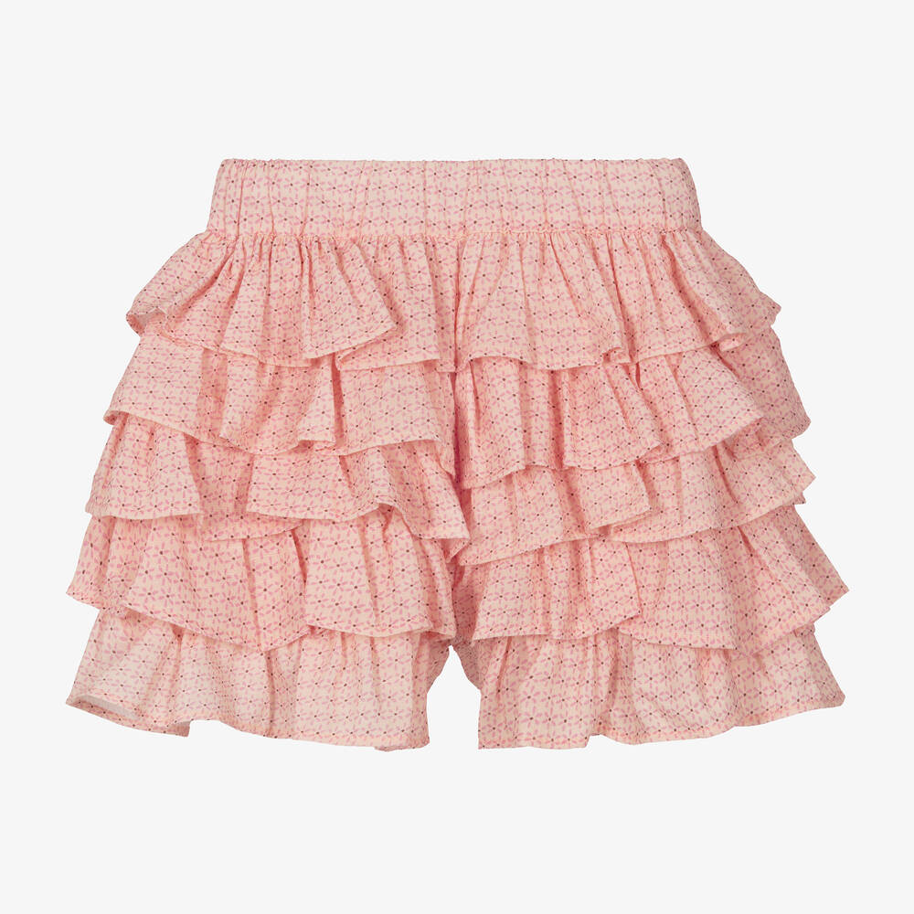 RaspberryPlum-Girls Pink Cotton Ruffle Shorts | Childrensalon Outlet
