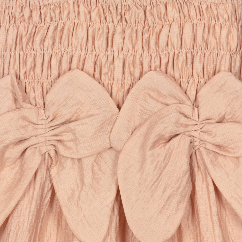 RaspberryPlum-Girls Pink Crinkled Fabric Dress with Bows | Childrensalon Outlet