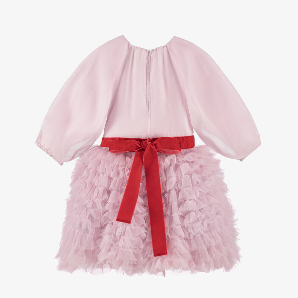 RaspberryPlum-Girls Pink Organza & Ruffle Tulle Dress | Childrensalon Outlet