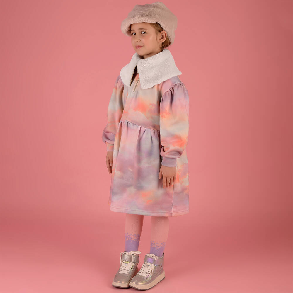 راسبيري بلام -فستان قطن جيرسي لون زهري وبنفسجي | Childrensalon Outlet