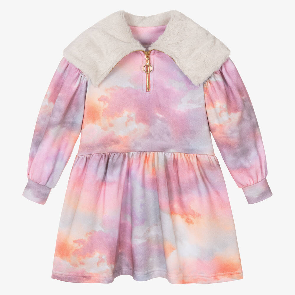 RaspberryPlum - Розово-фиолетовое платье с облаками | Childrensalon