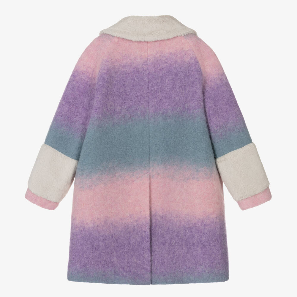 RaspberryPlum-Girls Pink & Purple Striped Wool Coat | Childrensalon Outlet