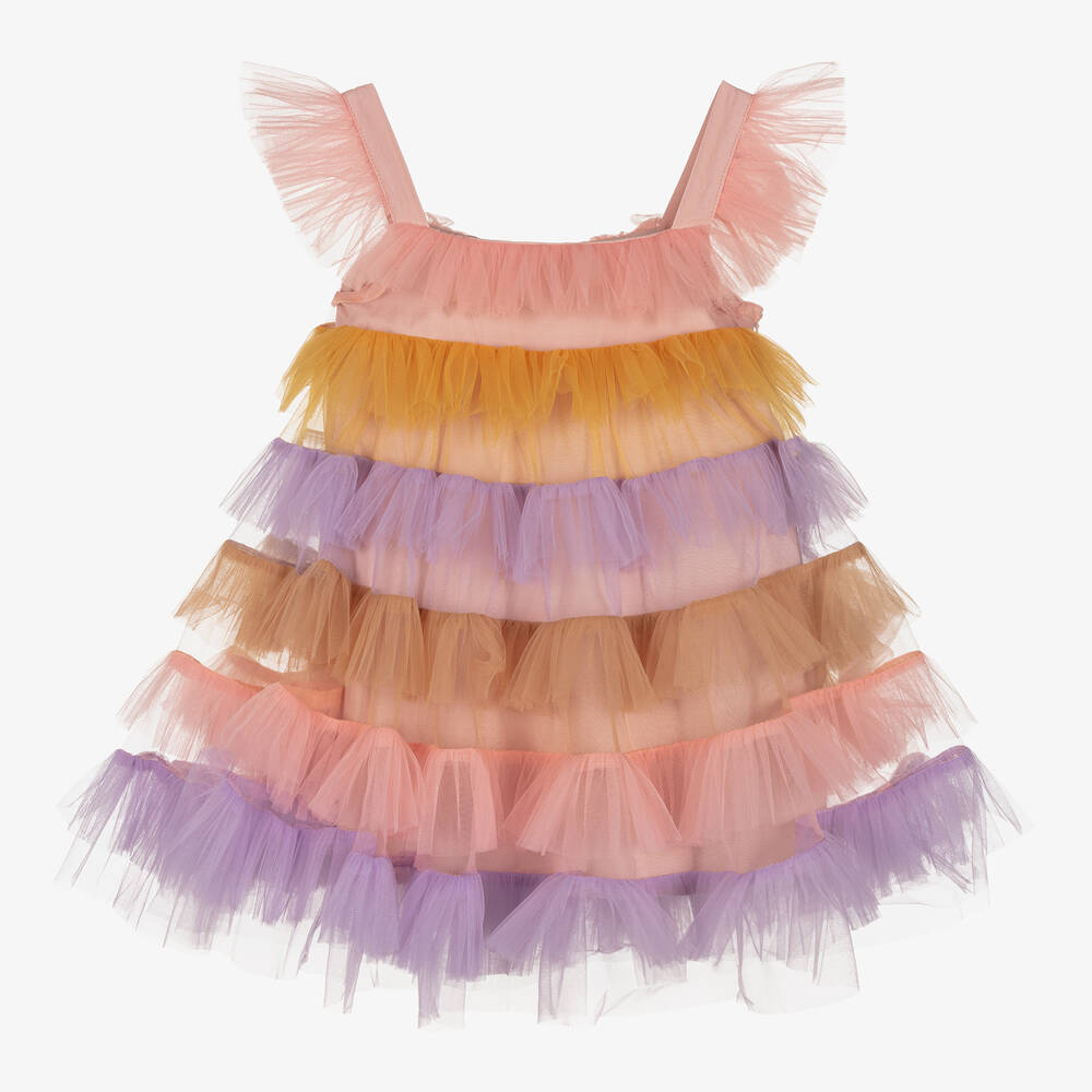 RaspberryPlum - Girls Pink Rainbow Tulle Dress | Childrensalon