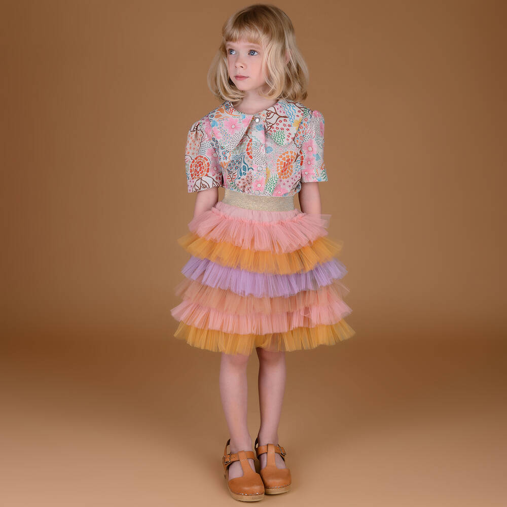 RaspberryPlum Girls Pink Rainbow Tulle Skirt Childrensalon Outlet