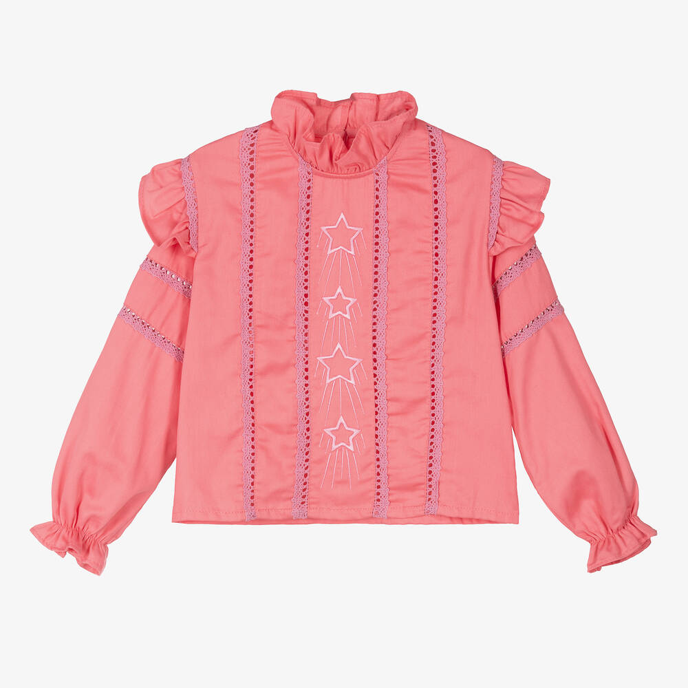 RaspberryPlum - Rosa Sternschnuppen-Baumwollbluse | Childrensalon