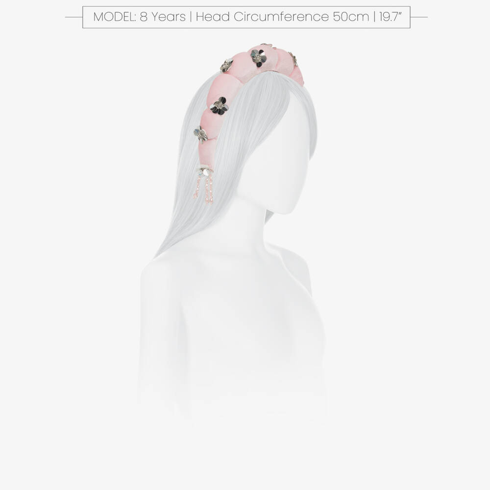RaspberryPlum-Girls Pink Velvet & Sequin Flower Hairband | Childrensalon Outlet