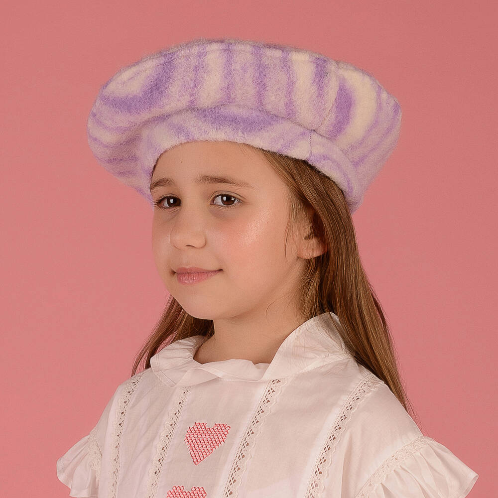 RaspberryPlum-Girls Purple Brushed Wool Beret Hat | Childrensalon Outlet