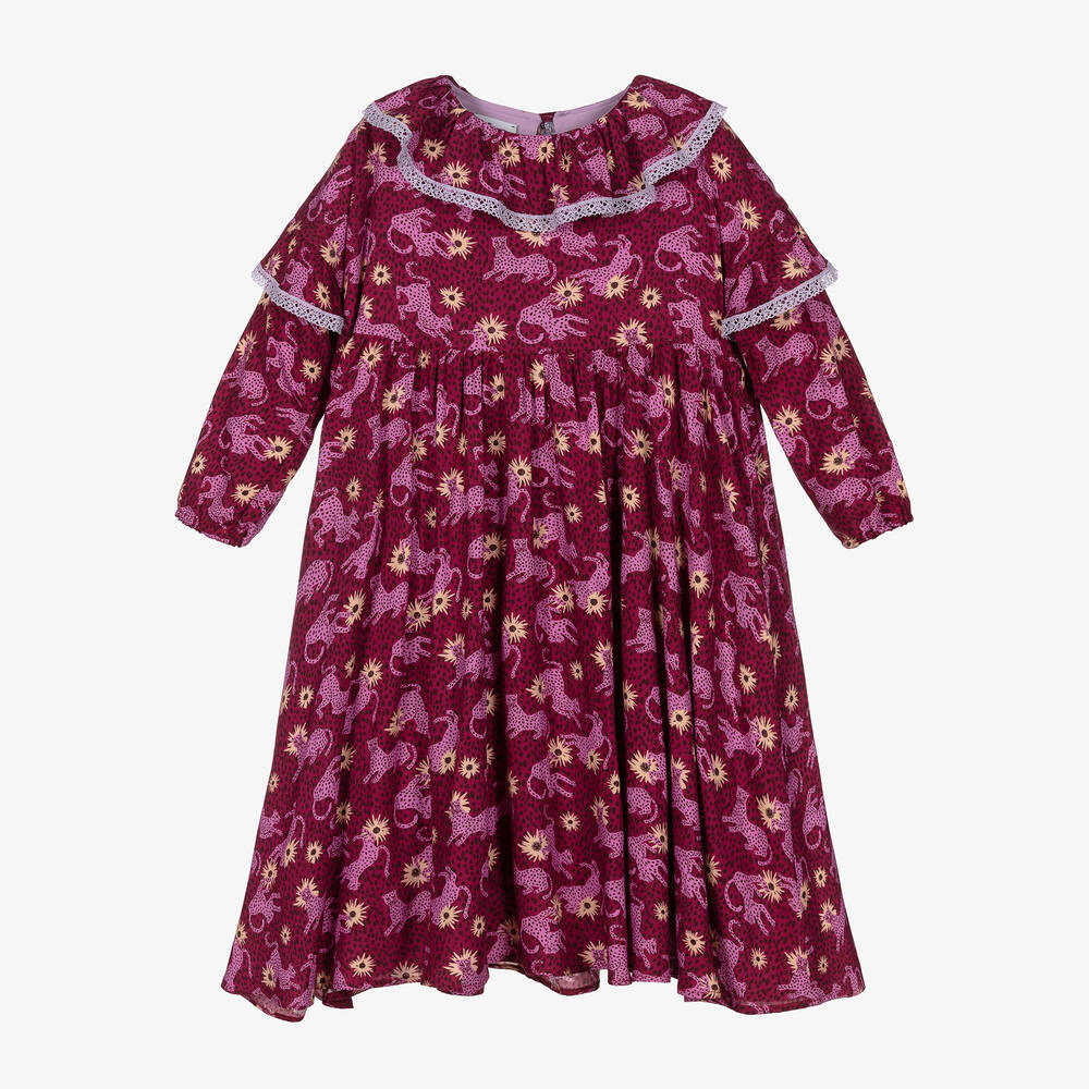 RaspberryPlum - Фиолетовое платье с гепардами для девочек  | Childrensalon