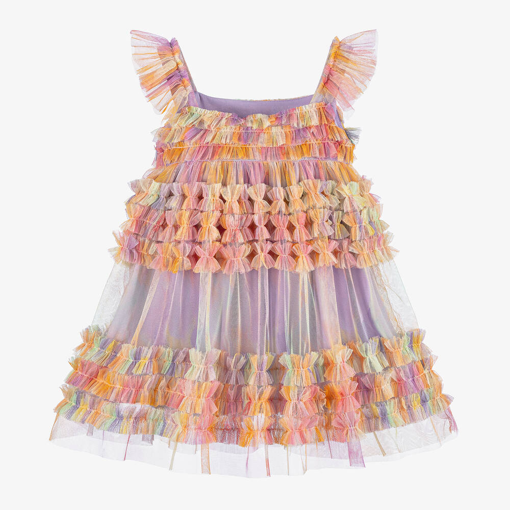 راسبيري بلام -فستان تول لون أرجواني مزين بكشكش | Childrensalon Outlet