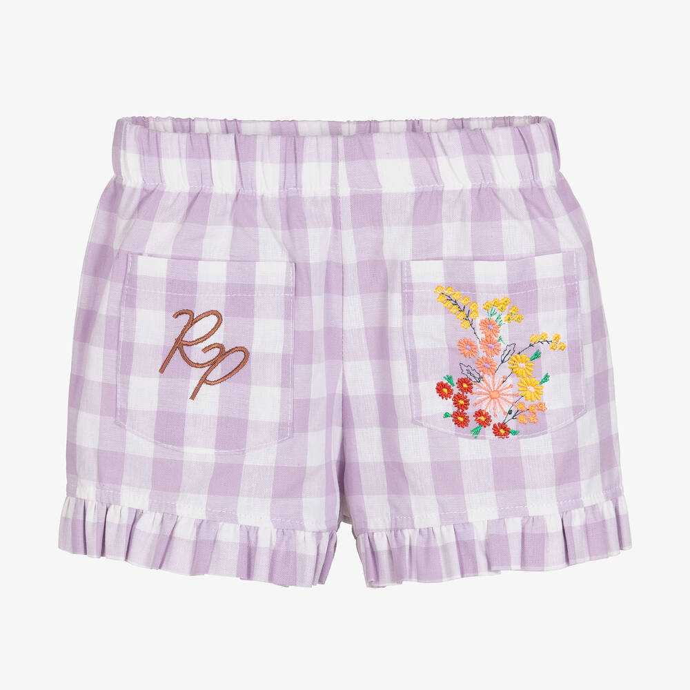 RaspberryPlum - Girls Purple & White Check Shorts | Childrensalon