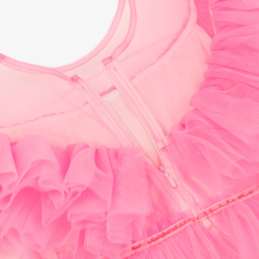 RaspberryPlum-Платье из сияющего пурпурного тюля с рюшами для девочек | Childrensalon Outlet