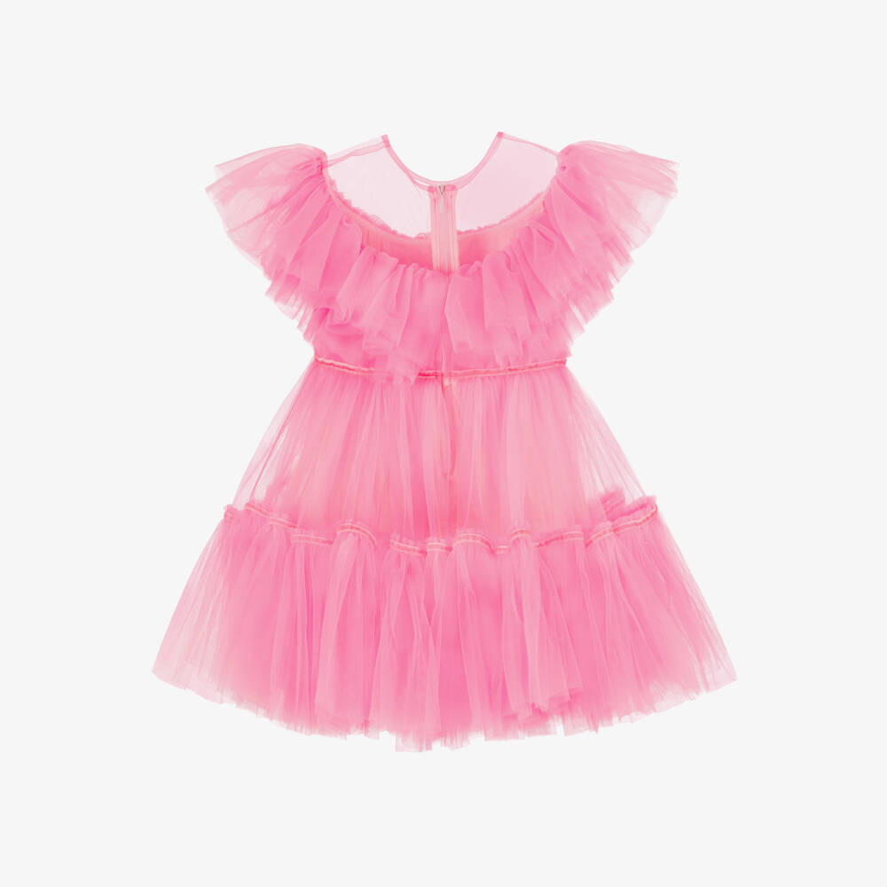 RaspberryPlum-Платье из сияющего пурпурного тюля с рюшами для девочек | Childrensalon Outlet