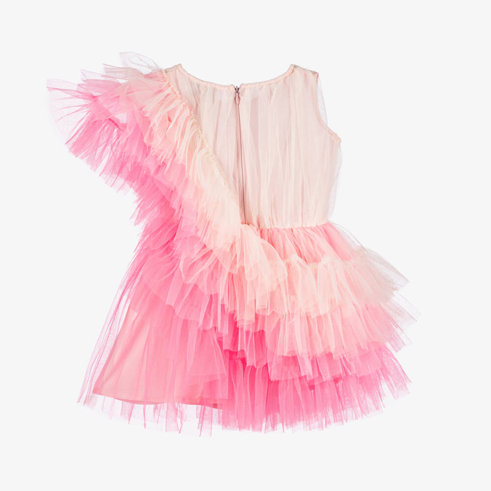 RaspberryPlum-فستان وردي غير متماثل للبنات مع كشكش | Childrensalon Outlet