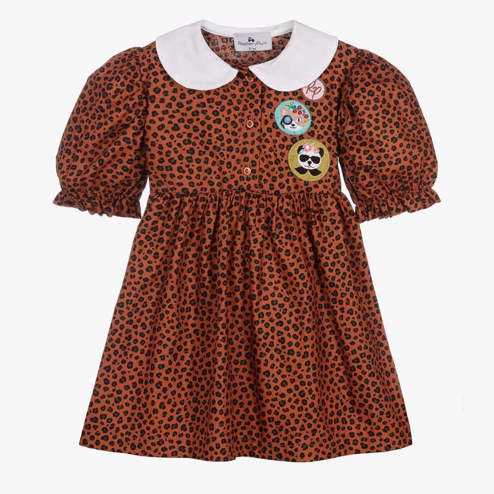 RaspberryPlum - Girls Rust Brown Animal Print Dress | Childrensalon