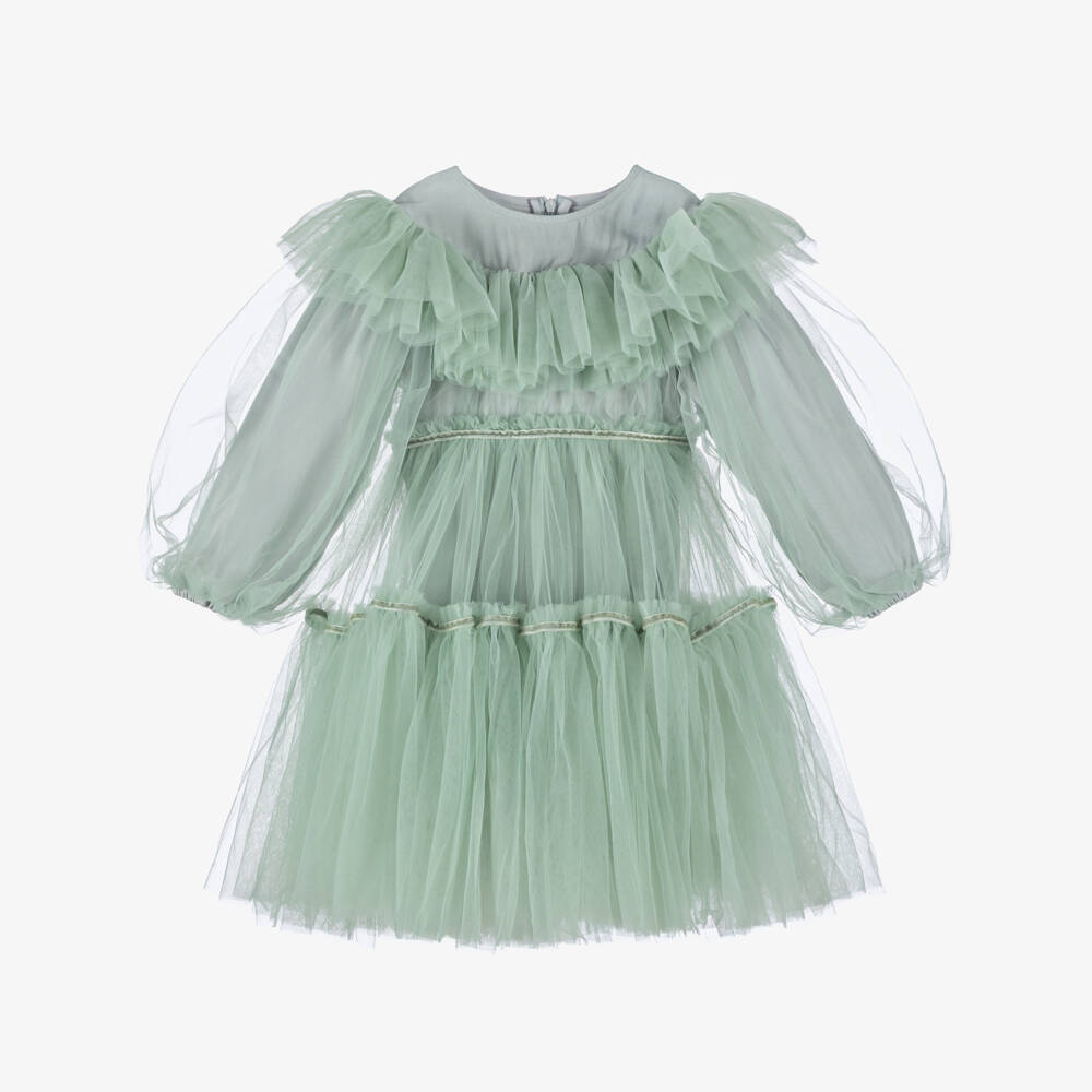 RaspberryPlum-Girls Sea Green Tulle Dress | Childrensalon Outlet