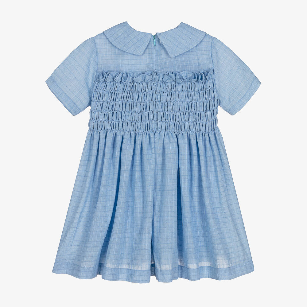RaspberryPlum-Girls Sky Blue Cotton Dress | Childrensalon Outlet