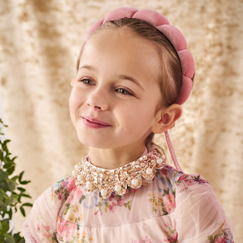 RaspberryPlum-Girls Soft Rose Velour Headband | Childrensalon Outlet