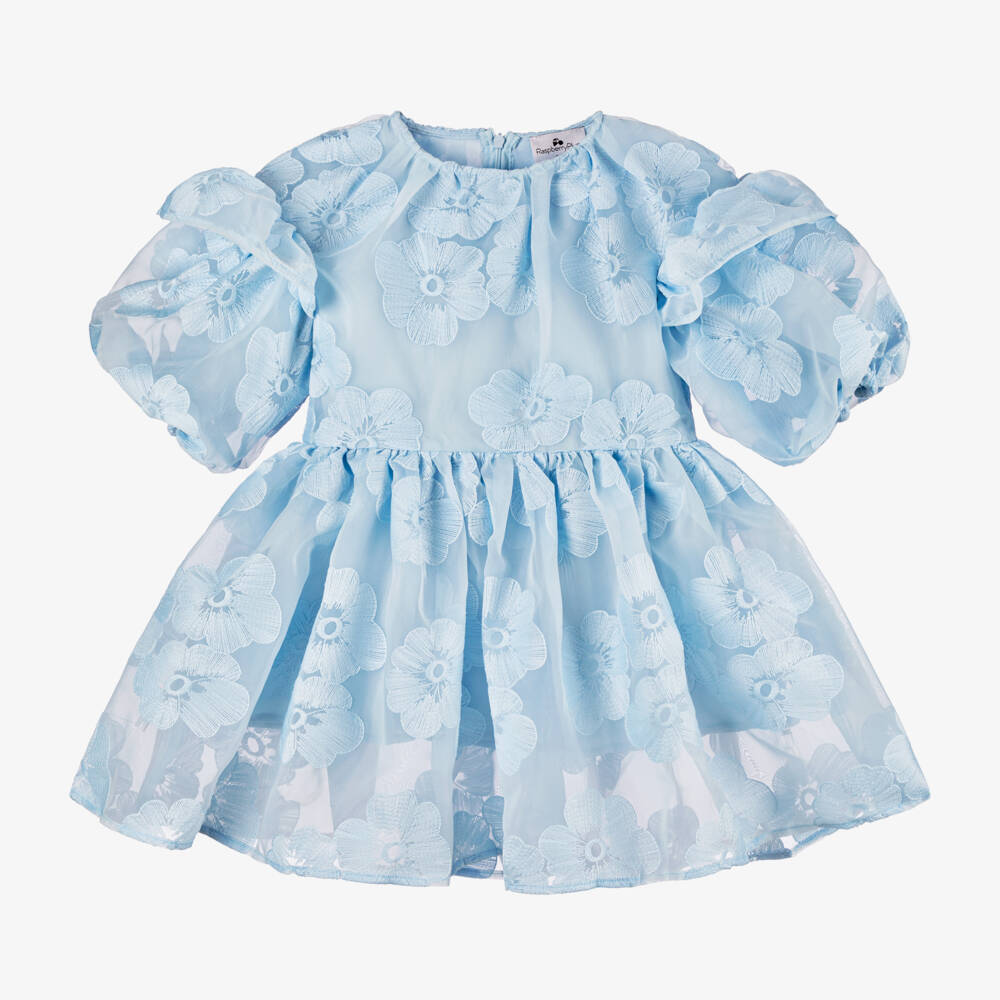 RaspberryPlum-Girls Tulle Blue Blooms Dress | Childrensalon Outlet