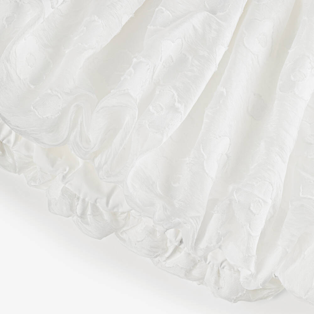 RaspberryPlum-Girls White Floral Jacquard Dress with Black Bow | Childrensalon Outlet