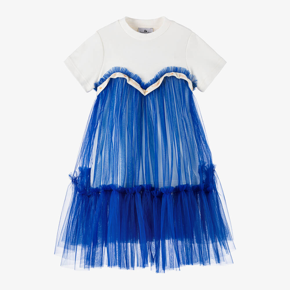 RaspberryPlum-Girls White Jersey & Tulle Dress | Childrensalon Outlet