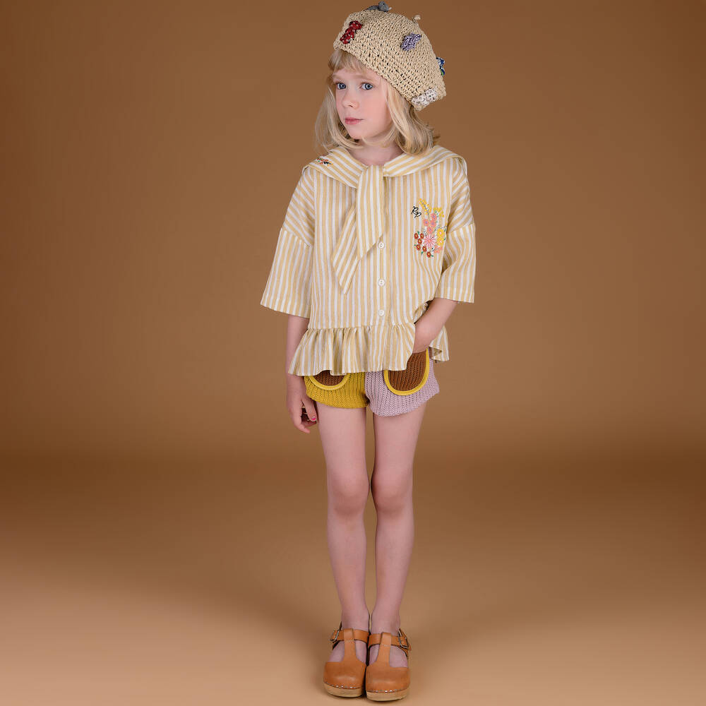 RaspberryPlum-Girls Yellow & White Striped Blouse | Childrensalon Outlet