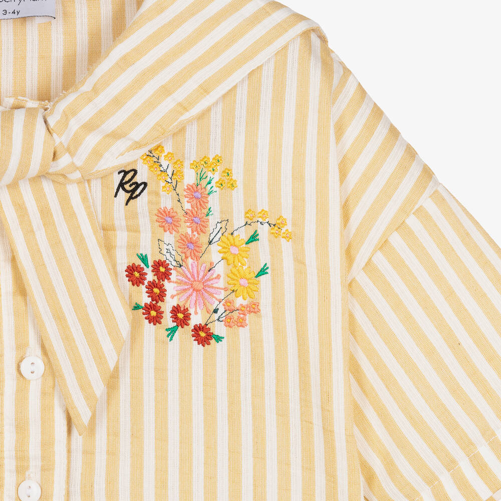 RaspberryPlum-Girls Yellow & White Striped Blouse | Childrensalon Outlet