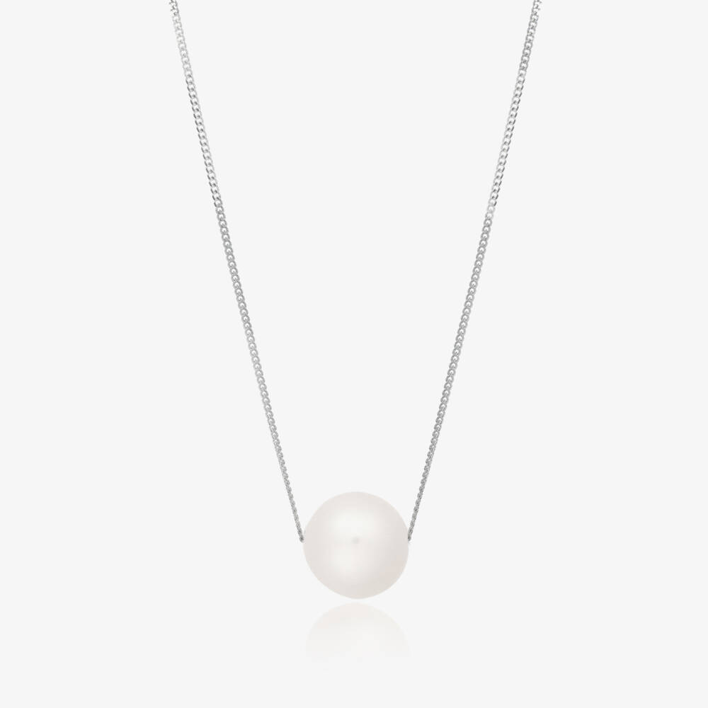 Raw Pearls-Girls Ivory Pearl & Silver Necklace (45cm) | Childrensalon Outlet