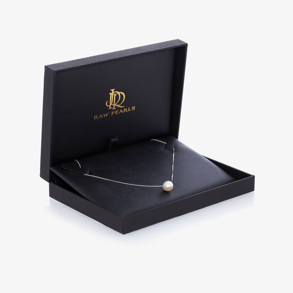 Raw Pearls-Girls Ivory Pearl & Silver Necklace (45cm) | Childrensalon Outlet