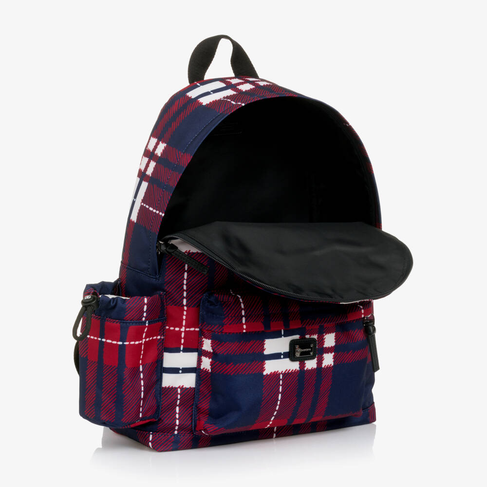 Dolce & Gabbana-Red & Blue Tartan Canvas Backpack (40cm) | Childrensalon Outlet