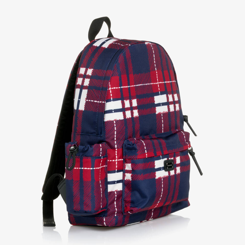 Dolce & Gabbana-Red & Blue Tartan Canvas Backpack (40cm) | Childrensalon Outlet