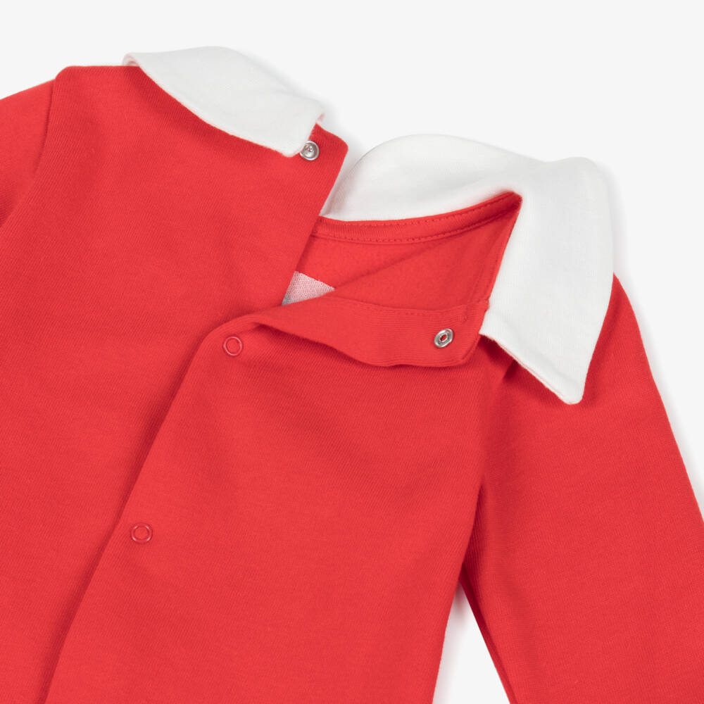 Moschino-Red Cotton Christmas Bear Babygrow | Childrensalon Outlet