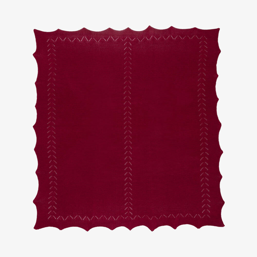 Paloma de la O-Red Knitted Scalloped Blanket (96cm) | Childrensalon Outlet