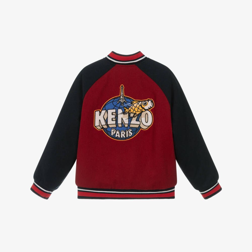 KENZO KIDS-Red & Navy Blue Varsity Bomber Jacket | Childrensalon Outlet