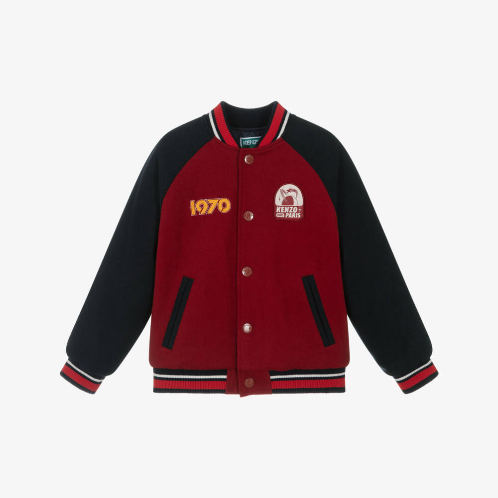 KENZO KIDS-Red & Navy Blue Varsity Bomber Jacket | Childrensalon Outlet