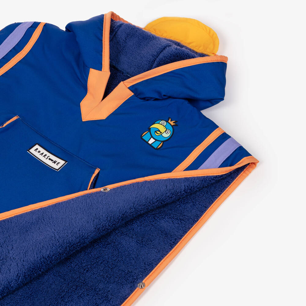 Roarsome-Boys Blue & Orange Hooded Poncho Towel | Childrensalon Outlet