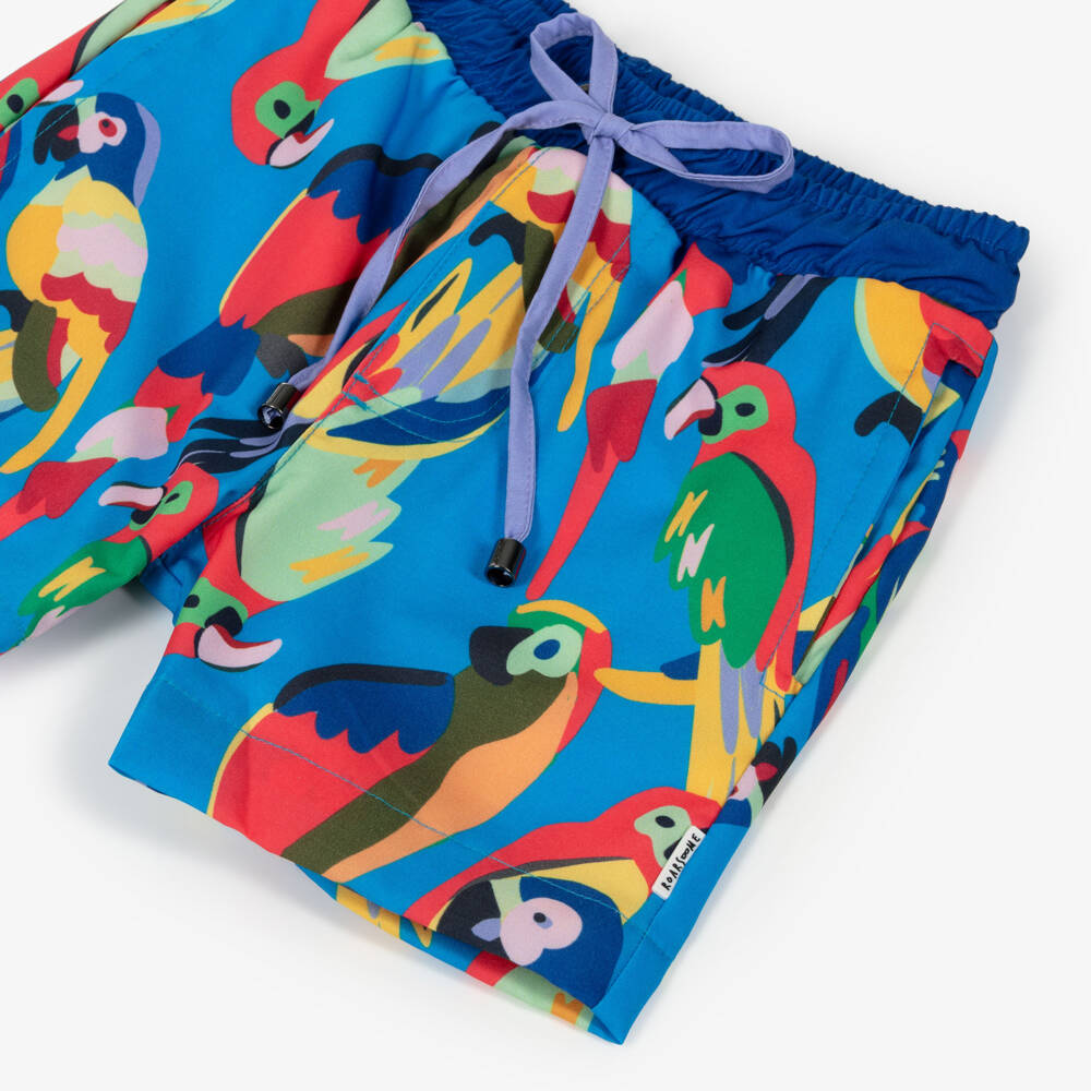 Roarsome-Boys Bright Parrot Print Swim Shorts | Childrensalon Outlet
