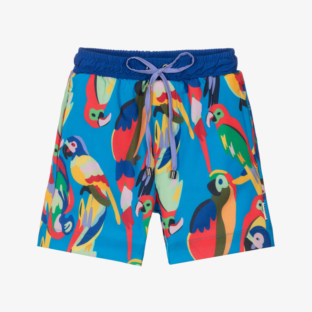 Roarsome-Boys Bright Parrot Print Swim Shorts | Childrensalon Outlet