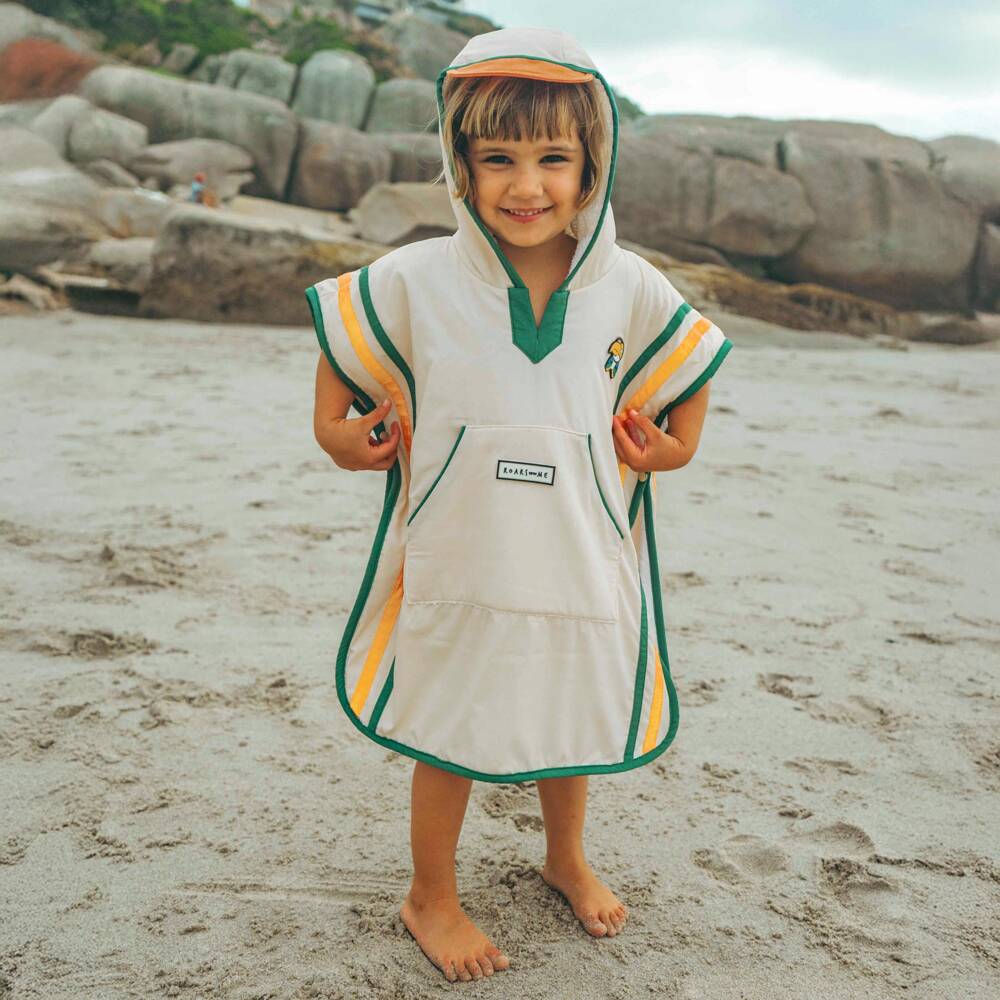 Roarsome-Boys Ivory Hooded Poncho Towel | Childrensalon Outlet