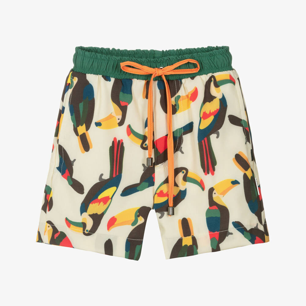 Roarsome-Boys Ivory Toucan Print Swim Shorts | Childrensalon Outlet