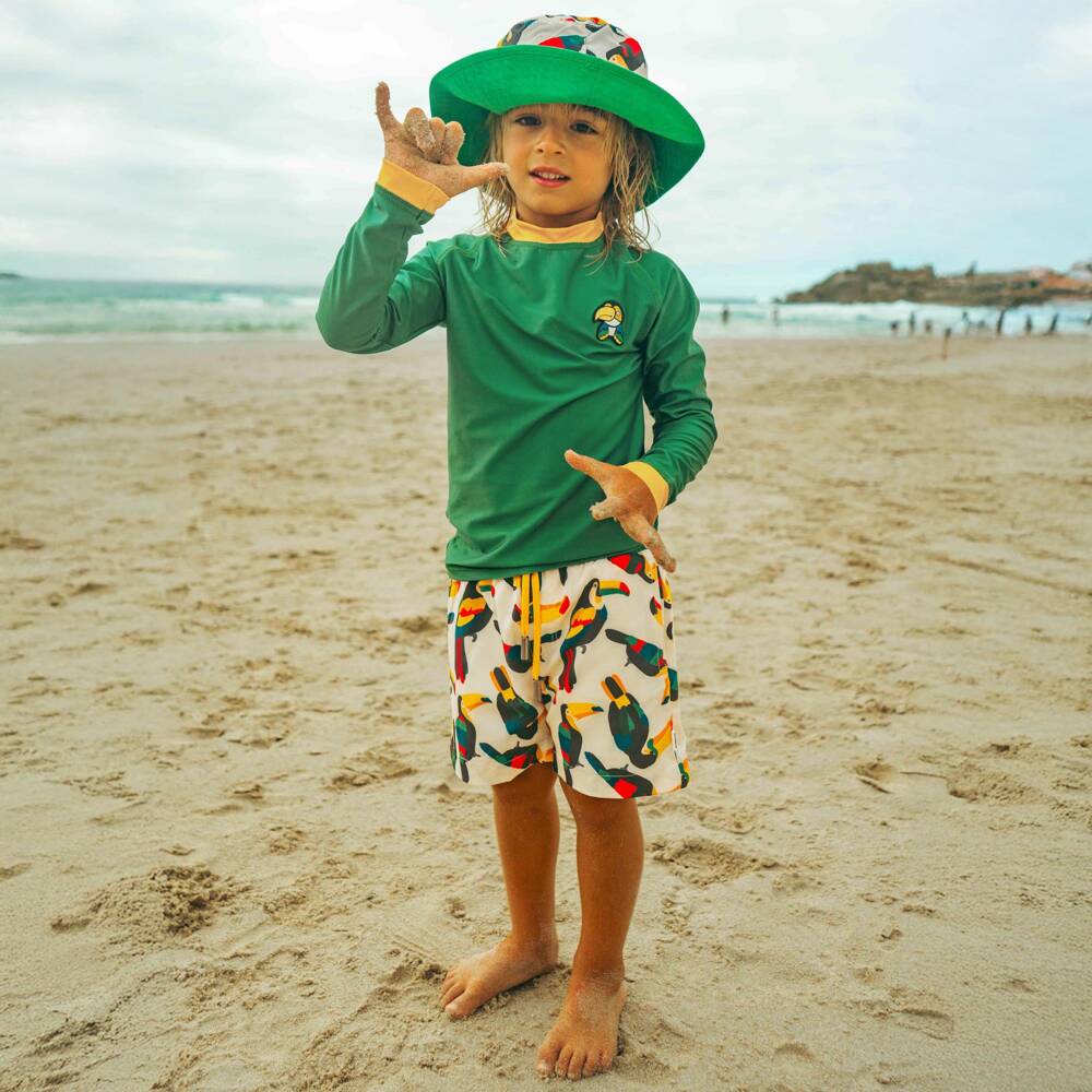 Roarsome-Boys Ivory Toucan Print Swim Shorts | Childrensalon Outlet