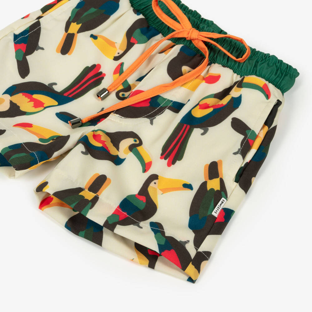 Roarsome-Boys Ivory Toucan Print Swim Shorts | Childrensalon Outlet