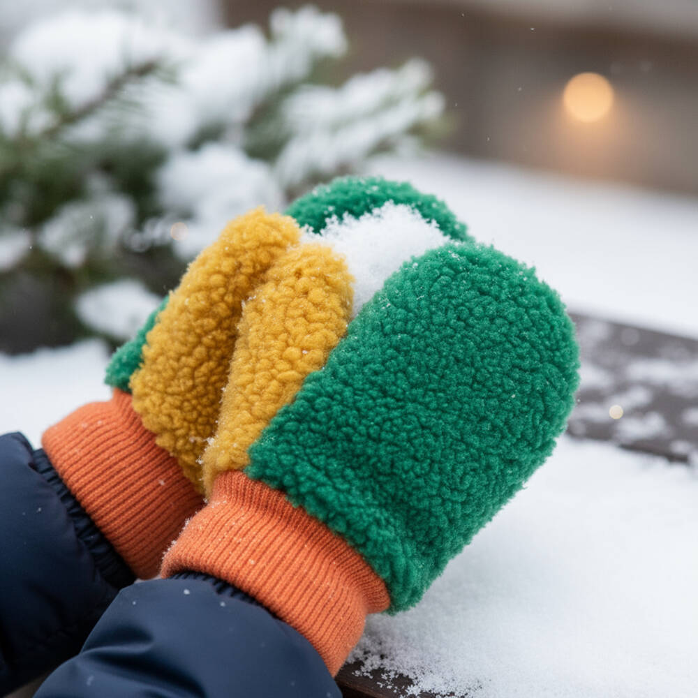 Roarsome-Bright Green Sherpa Fleece Mittens | Childrensalon Outlet